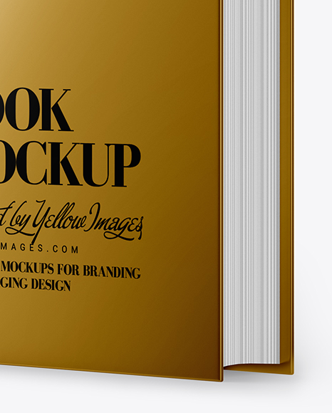 Book w/ Metallic Cover Mockup - Half Side View