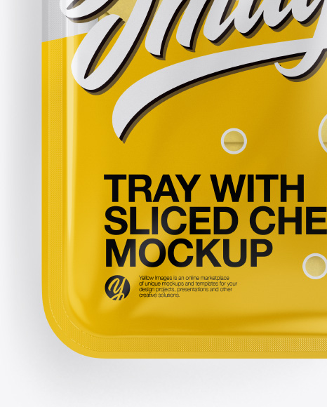 Tray With Sliced Cheese Mockup - Top View