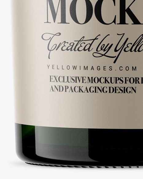 Green Glass Bottle With White Wine Mockup