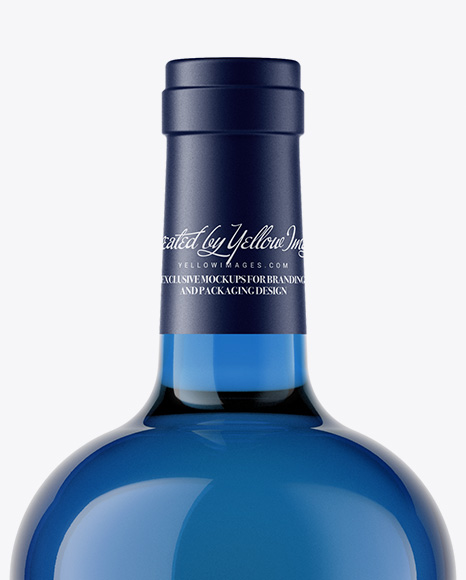 Blue Glass Bottle With White Wine Mockup