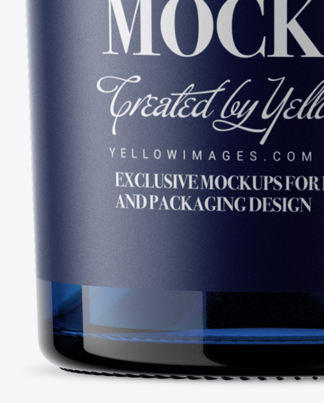 Blue Glass Bottle With White Wine Mockup