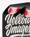 Carton Carrier W/ 4 Metallic Cans Mockup - Half Side View (High-Angle Shot)