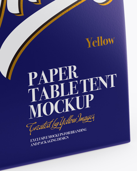 Glossy Paper Table Tent Mockup - Half Side View