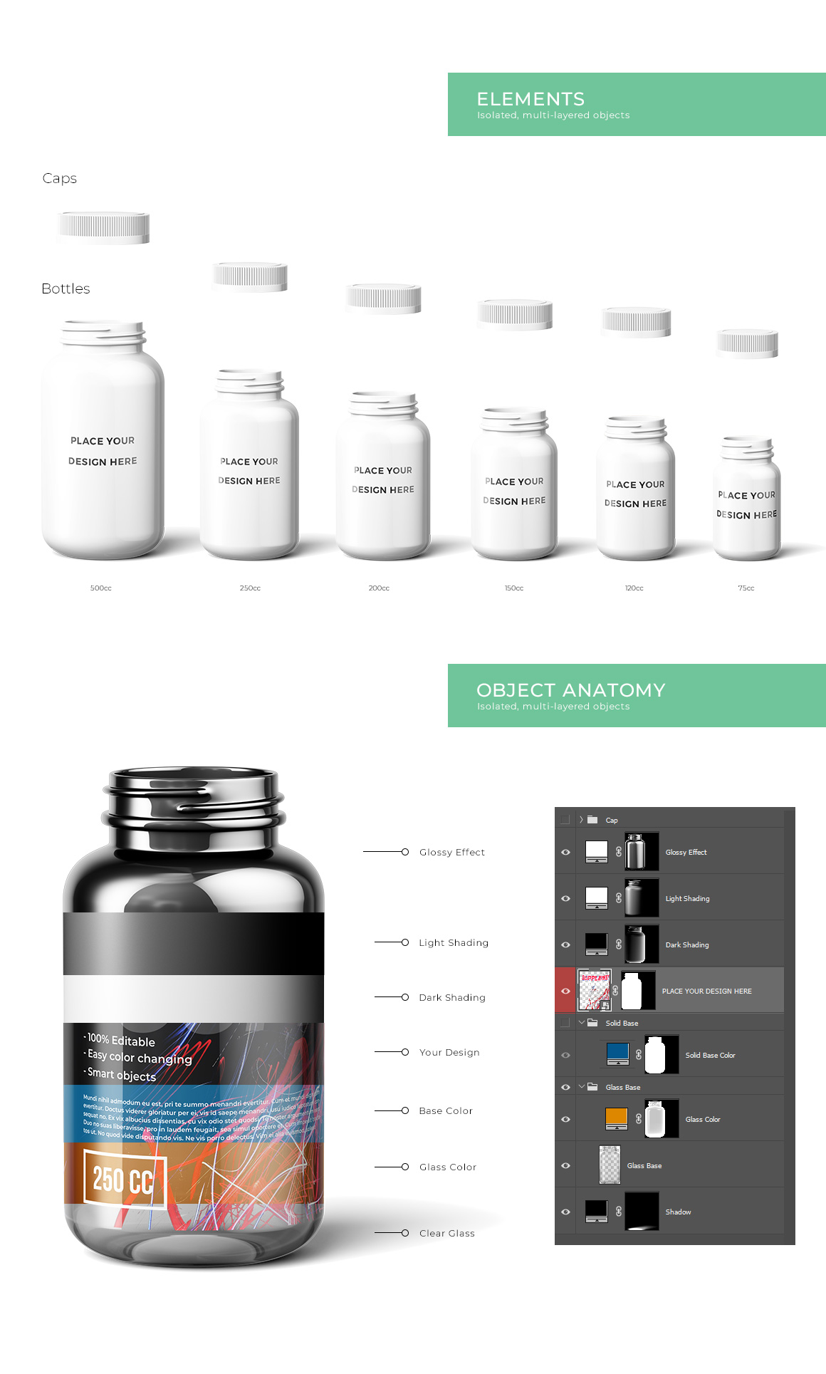 Supplement Bottles Mockup