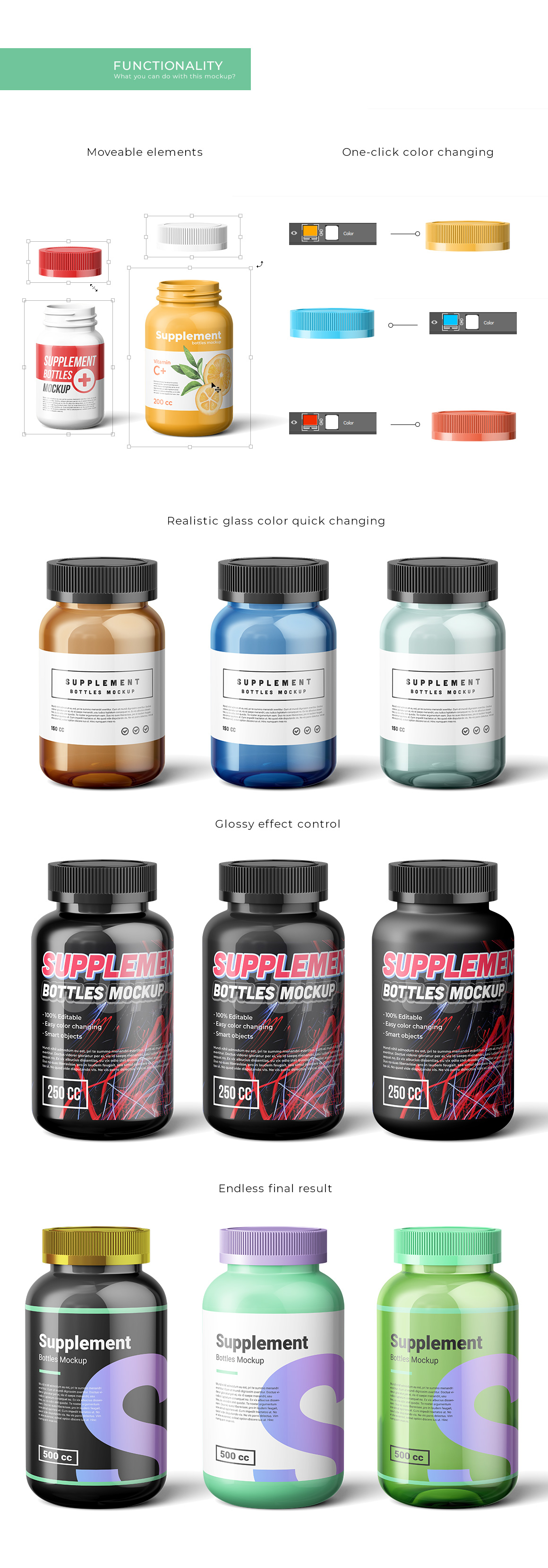 Supplement Bottles Mockup