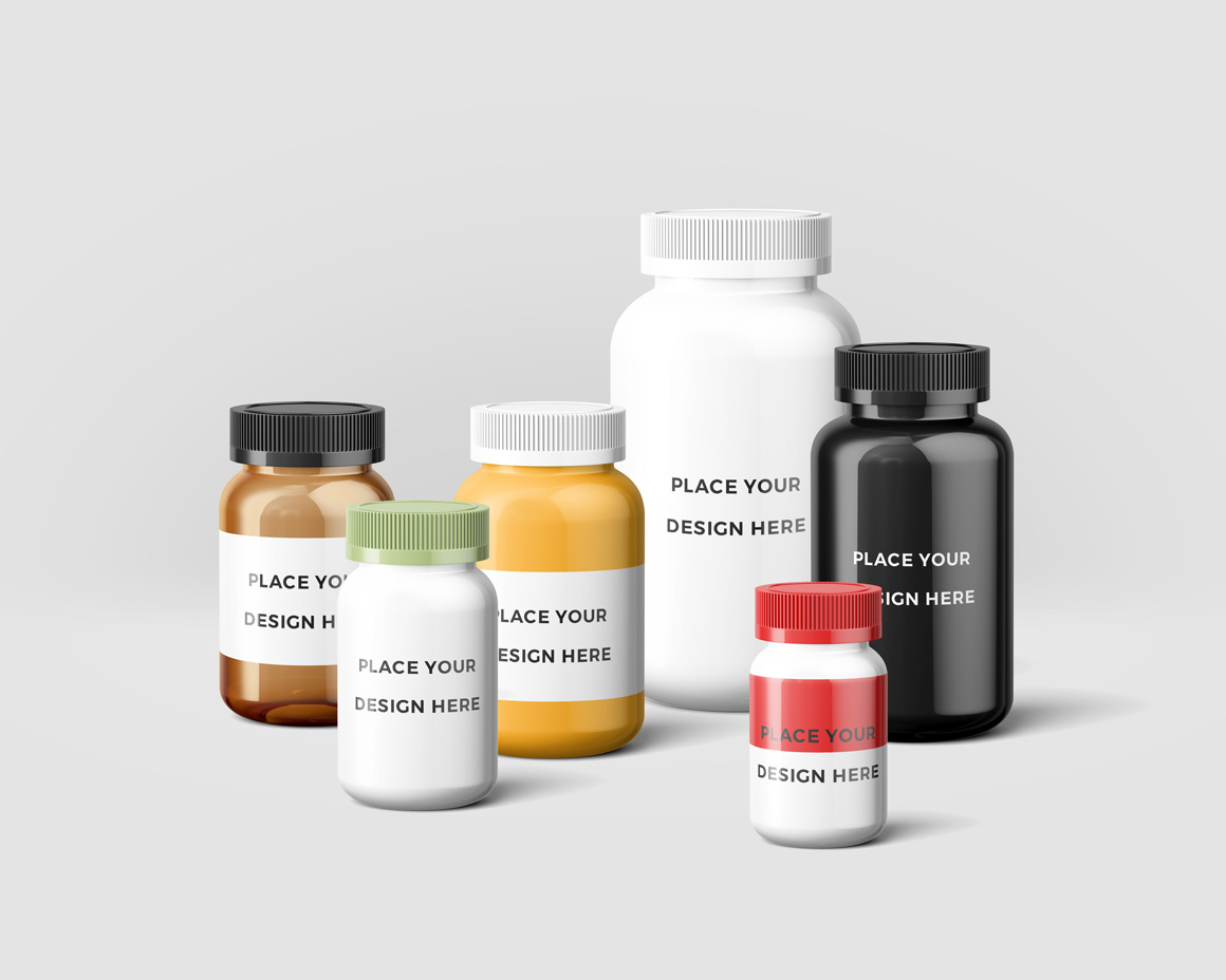 Supplement Bottles Mockup