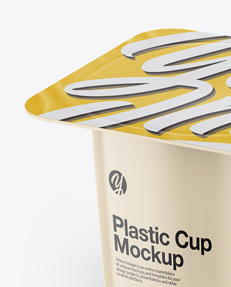 Plastic Cups Mockup - Half Side View (High-Angle Shot)