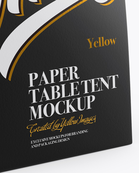 Matte Paper Table Tent Mockup - Half Side View