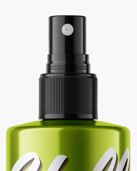 Opened Metallic Spray Bottle Mockup