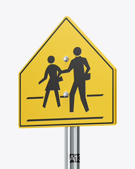 Glossy Traffic Sign Mockup - Half Side View