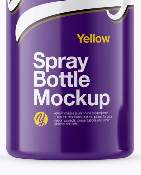 Opened Glossy Spray Bottle With Transparent Сap Mockup