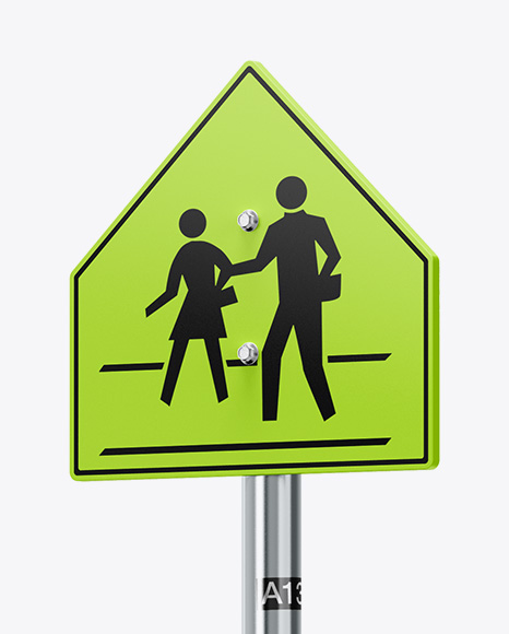 Matte Traffic Sign Mockup - Half Side View