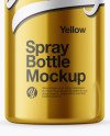 Opened Metallic Spray Bottle With Transparent Сap Mockup