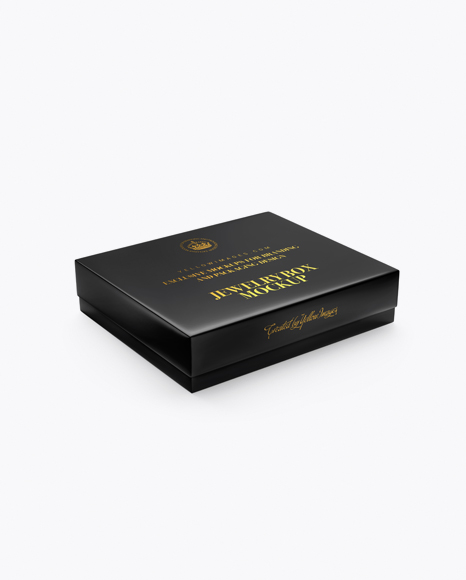 Glossy Box with Label Mockup - Half Side View (High-Angle Shot)