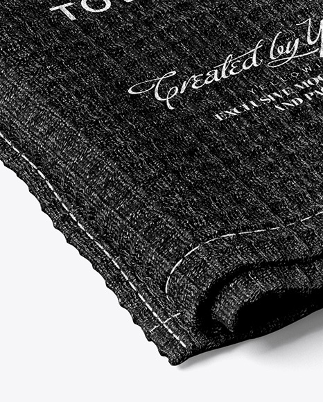 Two Folded Waffle Towels Mockup - Half Side View