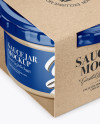 Clear Glass Cesar Sauce Jar in Kraft Paperboard Sleeve Mockup - Half Side View