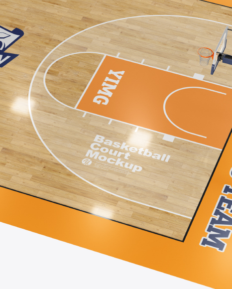 Basketball Court Mockup - Half Side View