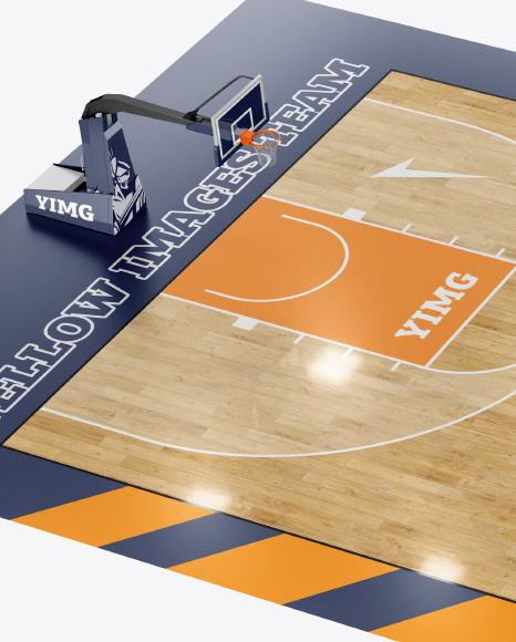 Basketball Court Mockup - Half Side View