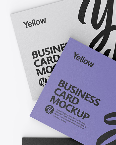 Three Textured Business Cards Mockup - Top View