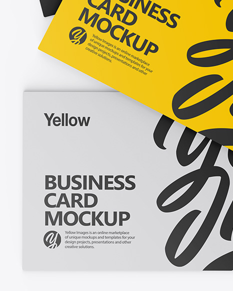 Three Business Cards Mockup - Top View