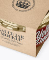 Clear Glass Sauce Jar in Kraft Paperboard Sleeve Mockup - Half Side View Clear Glass Sauce Jar in Kraft Paperboard Sleeve Mockup - Half Side View