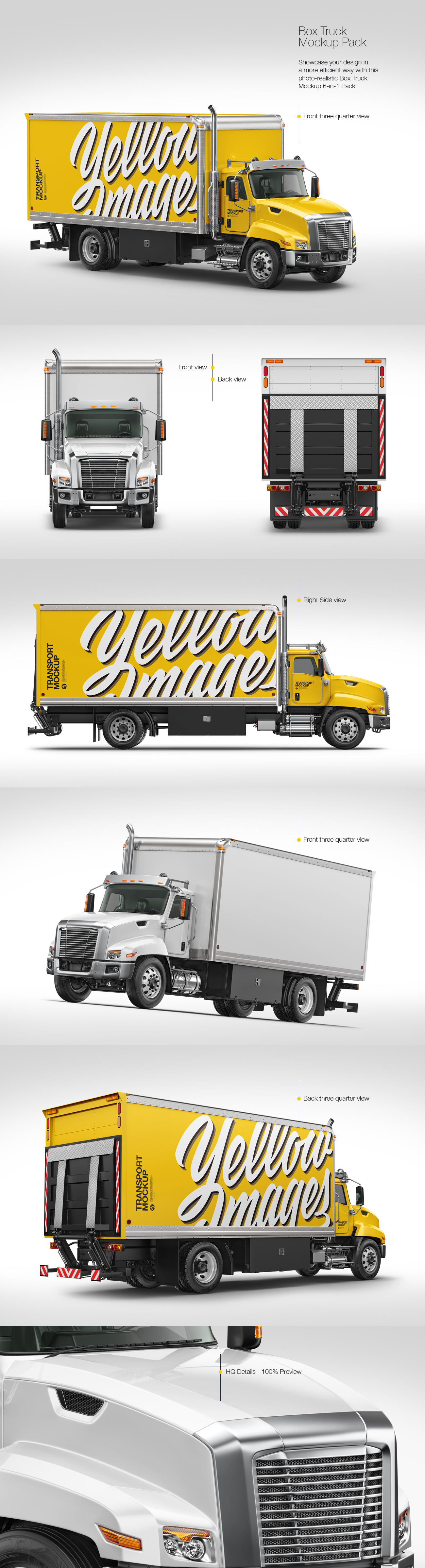 Box Truck Mockup Pack on Yellow Images Creative Store - 29553