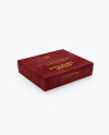 Velvet Box with Label Mockup - Half Side View (High-Angle Shot)