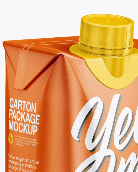 500ml Glossy Carton Pack Mockup - Half Side View