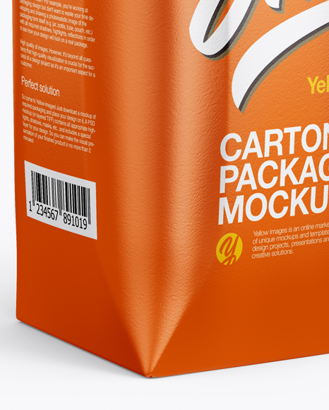 500ml Glossy Carton Pack Mockup - Half Side View