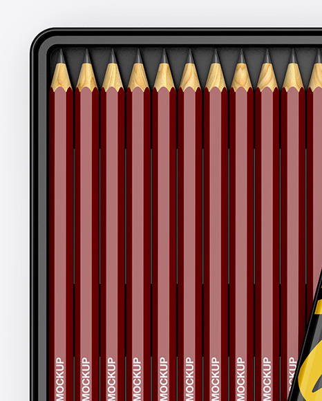 Glossy Opened Pencil's Tin Box Mockup - Top View