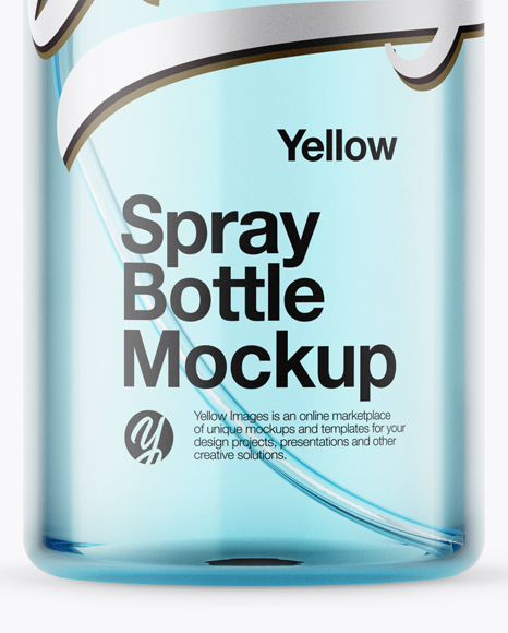 Clear Spray Bottle with Blue Liquid Mockup