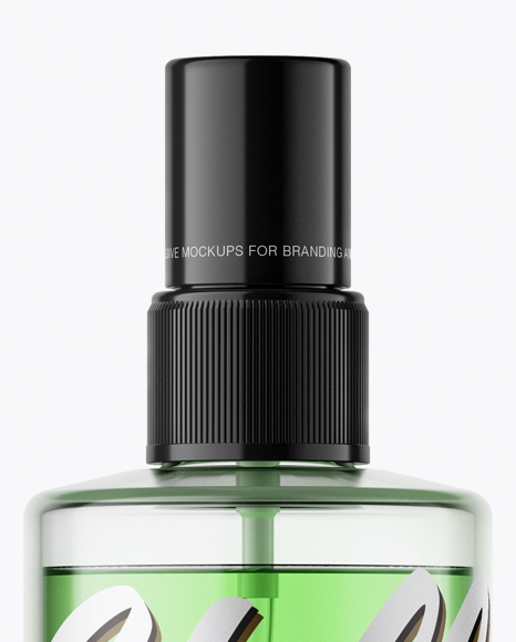 Clear Spray Bottle with Green Liquid Mockup