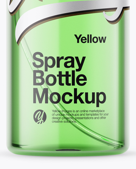 Clear Spray Bottle with Green Liquid Mockup