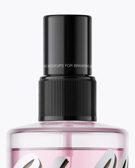 Clear Spray Bottle with Pink Liquid Mockup