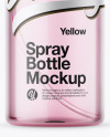 Clear Spray Bottle with Pink Liquid Mockup