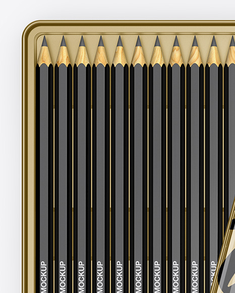 Metallic Opened Pencil's Tin Box Mockup - Top View