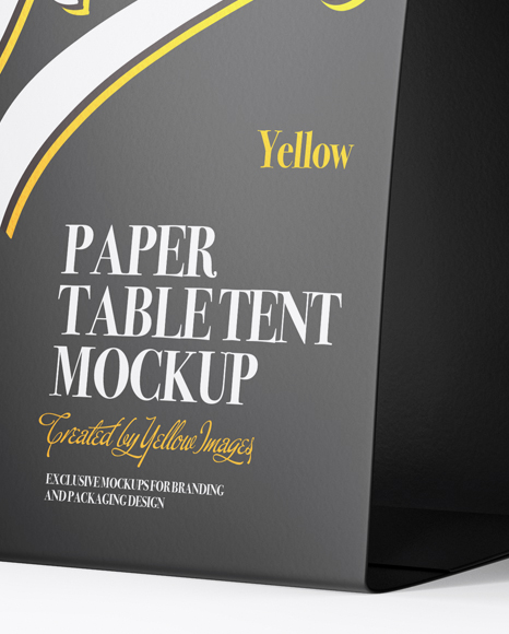 Matte Paper Table Tent Mockup - Half Side View