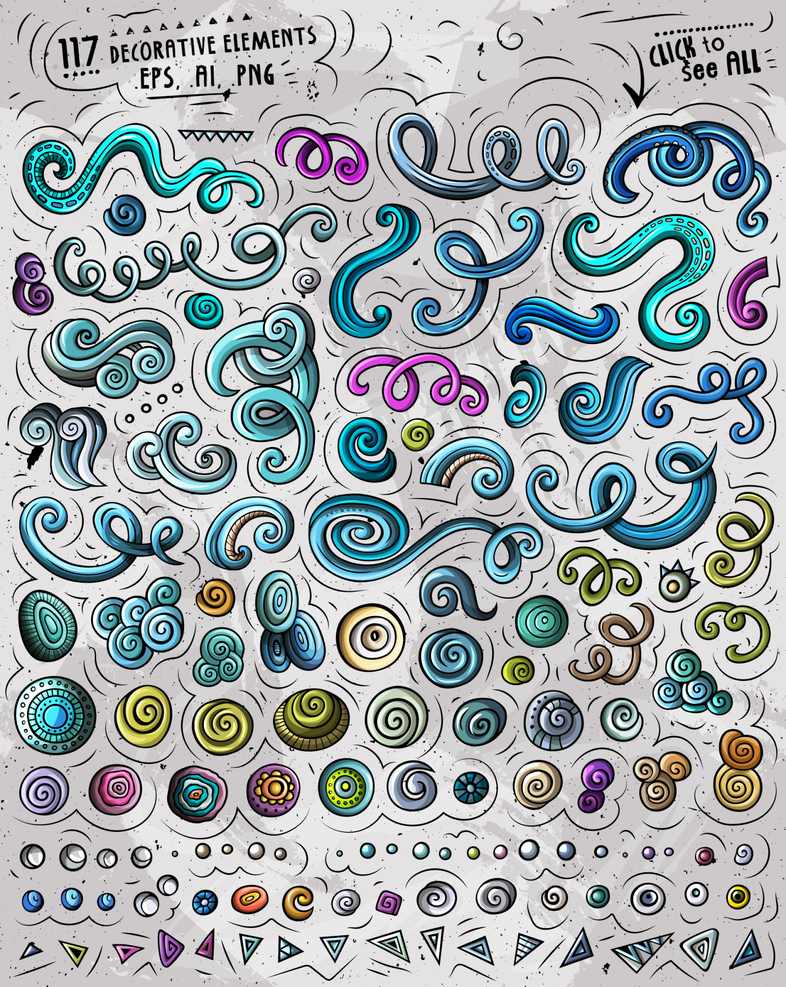 Sea Life Vector Cartoon Objects Set