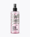 Clear Spray Bottle with Pink Liquid &amp; Transparent Сap Mockup