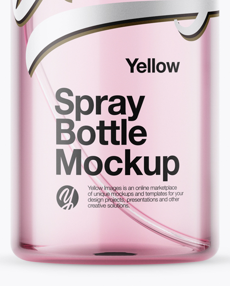 Clear Spray Bottle with Pink Liquid & Transparent Сap Mockup