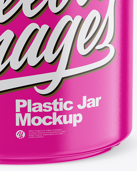 Glossy Plastic Jar Mockup (High-Angle Shot)