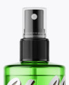 Green Spray Bottle with Transparent Сap Mockup