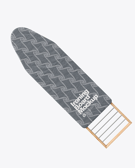 Wooden Ironing Board with Iron Mockup