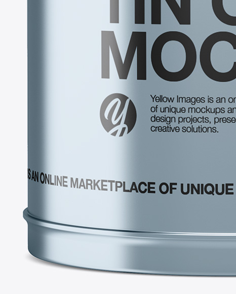 Matte Metallic Oil Tin Can Mockup - Front View