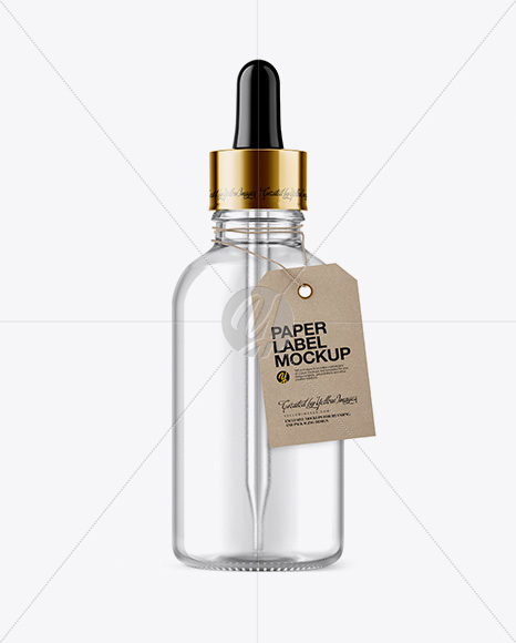 50ml Clear Glass Dropper Bottle W/ Kraft Label Mockup