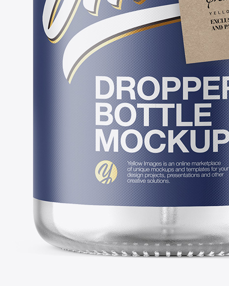 50ml Clear Glass Dropper Bottle W/ Kraft Label Mockup