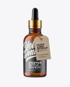 50ml Amder Glass Dropper Bottle W/ Kraft Label Mockup