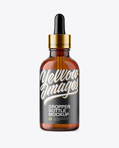 50ml Amder Glass Dropper Bottle W/ Kraft Label Mockup