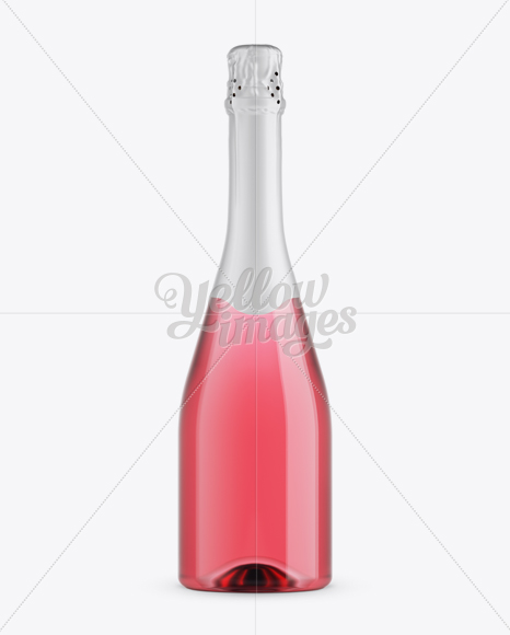 Pink Champagne Bottle HQ Mockup - Front View