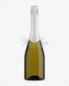 Antique Green Glass Champagne Bottle Mockup - Front View